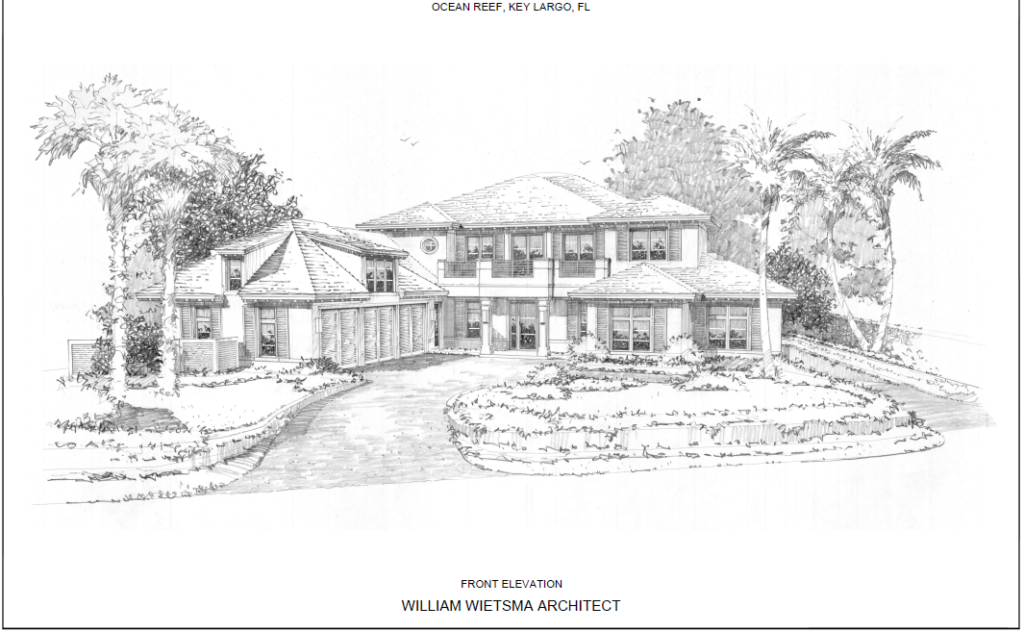 Pencil sketch of a house in Key Largo, FL.