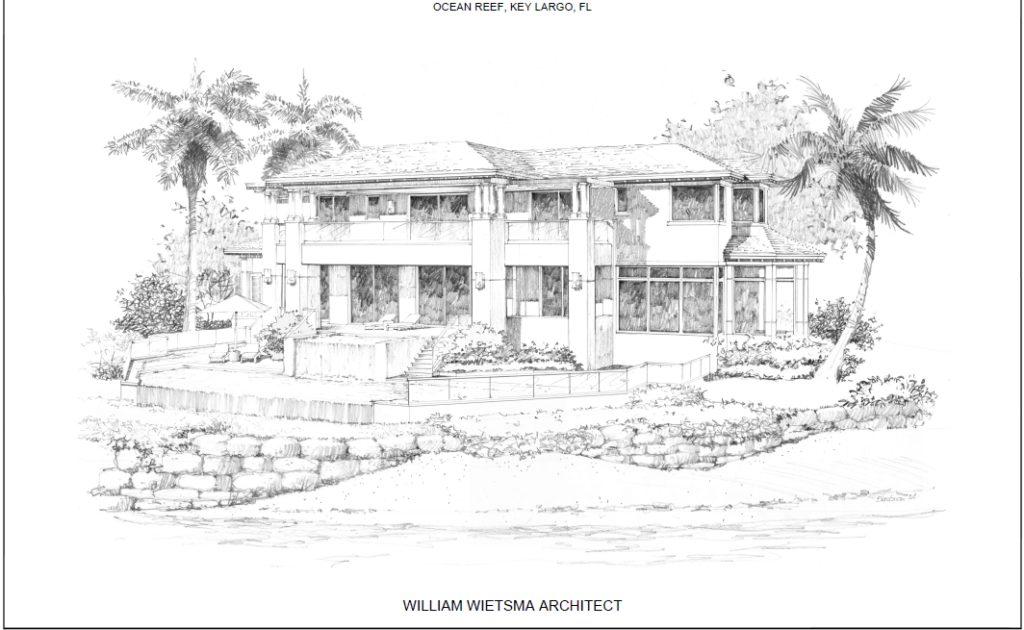 Pencil sketch of a house in Key Largo, FL.