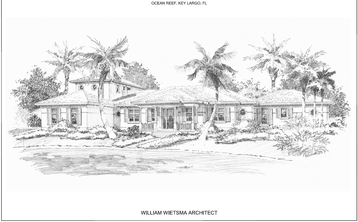 Pencil sketch of Key Largo house.