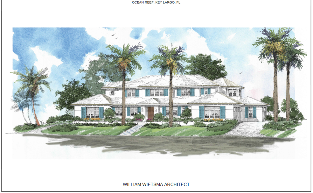 Illustration of a white house in Key Largo, FL.