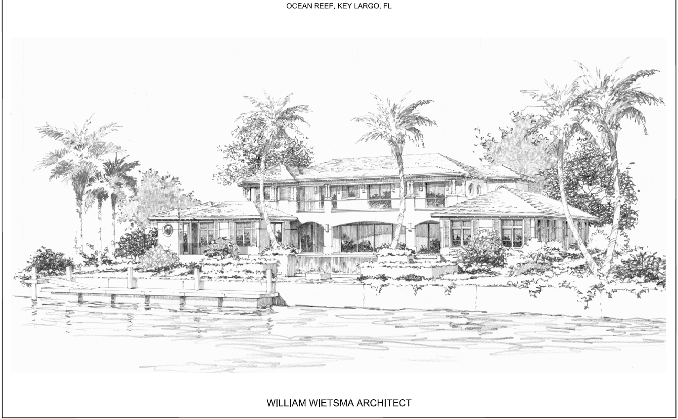 Pencil sketch of a house in Key Largo, FL.